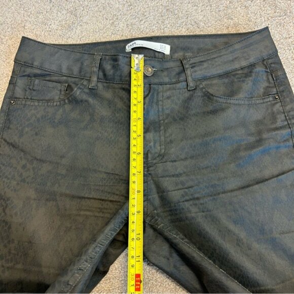 Zara Z1975 Snakeskin Printed Denim Jeans Pants Waxed Finish Sz 6 38 - Picture 11 of 15